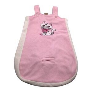 Arizona Jean Co Baby Girl Pink Fleece Wearable Blanket 3-6M Cat Embroidery